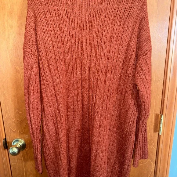 Terra Cotta Knit Cardigan Open Front Cozy Lightweight Sweater Size M Fall - Picture 5 of 5